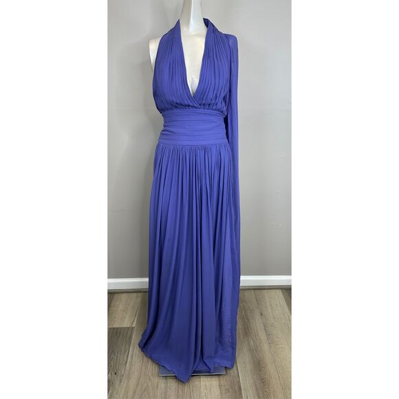 Elie Saab Pleated Silk Gown in Iris Blue Size 34 (US2) $4800 - Picture 4 of 12